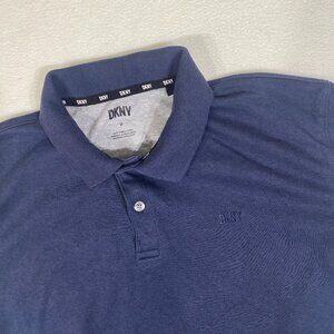 DKNY Polo Shirt short sleeve Mens Medium Navy Cotton blend